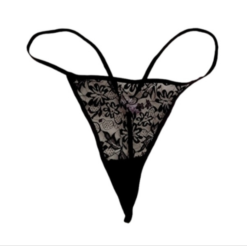 Black Lace V-String Panty, size 2X